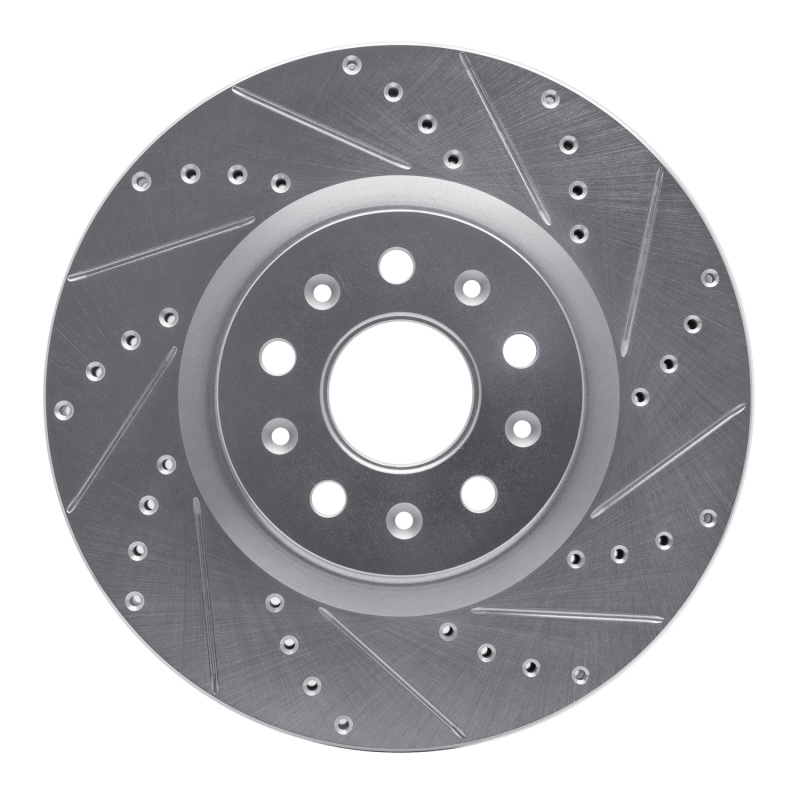 Cadillac CT5 Brake Rotor (1) - Front Right - R1 Concepts - Drilled & Slotted - Silver - `14-`25